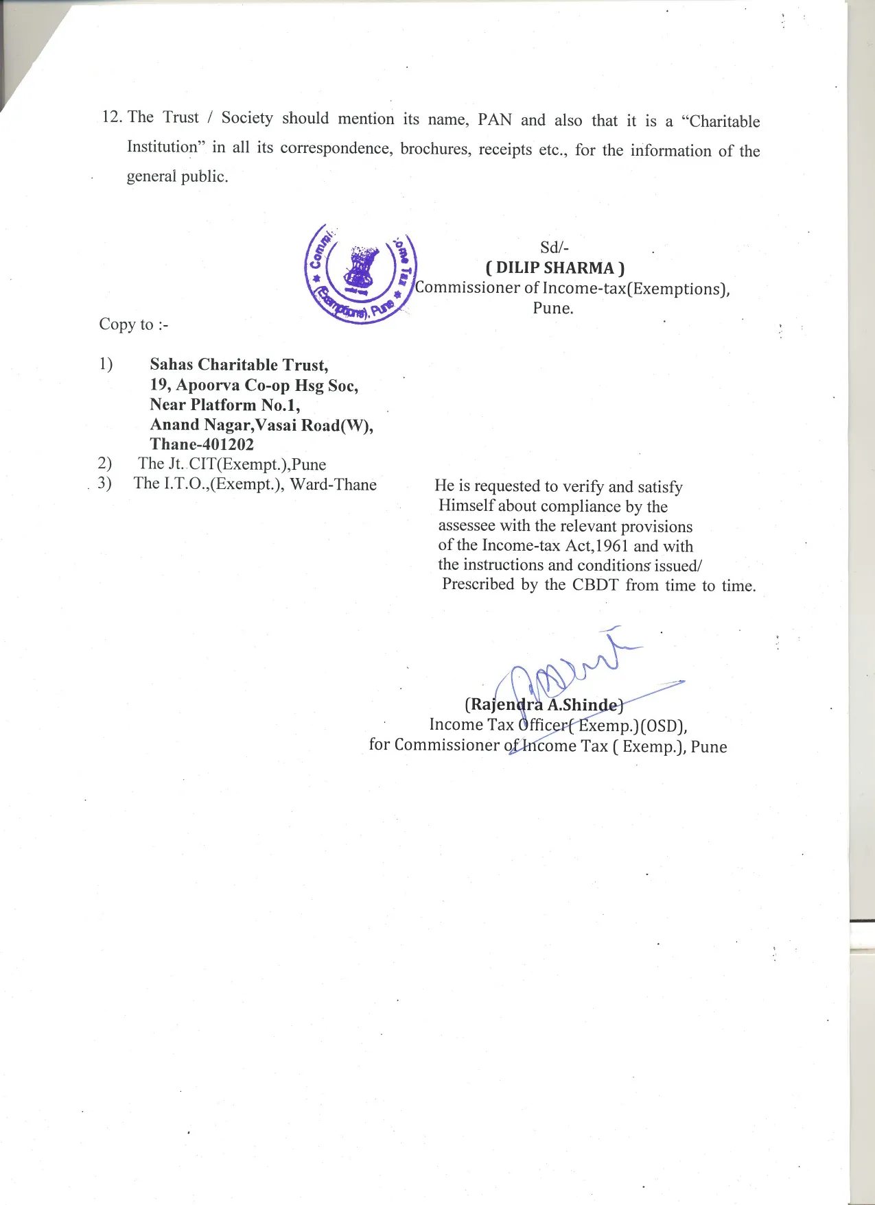 80G Tax Exemption Certificate page 3